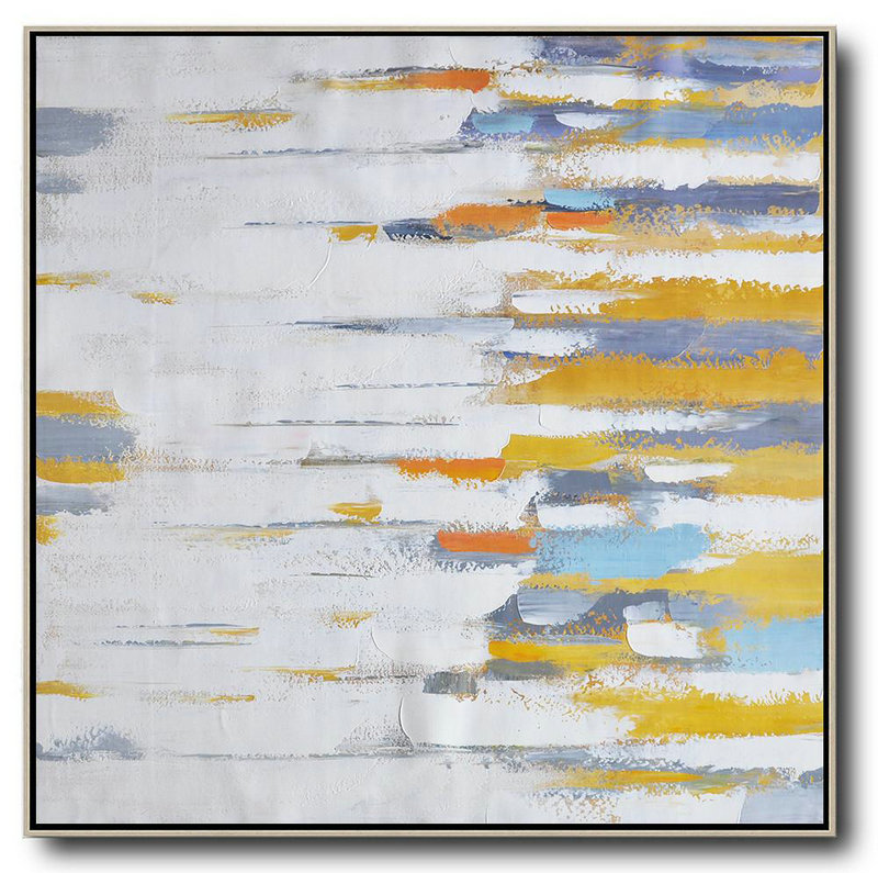 Large Abstract Art Handmade Painting,Oversized Contemporary Art,Extra Large Paintings,White,Yellow,Grey,Orange.etc